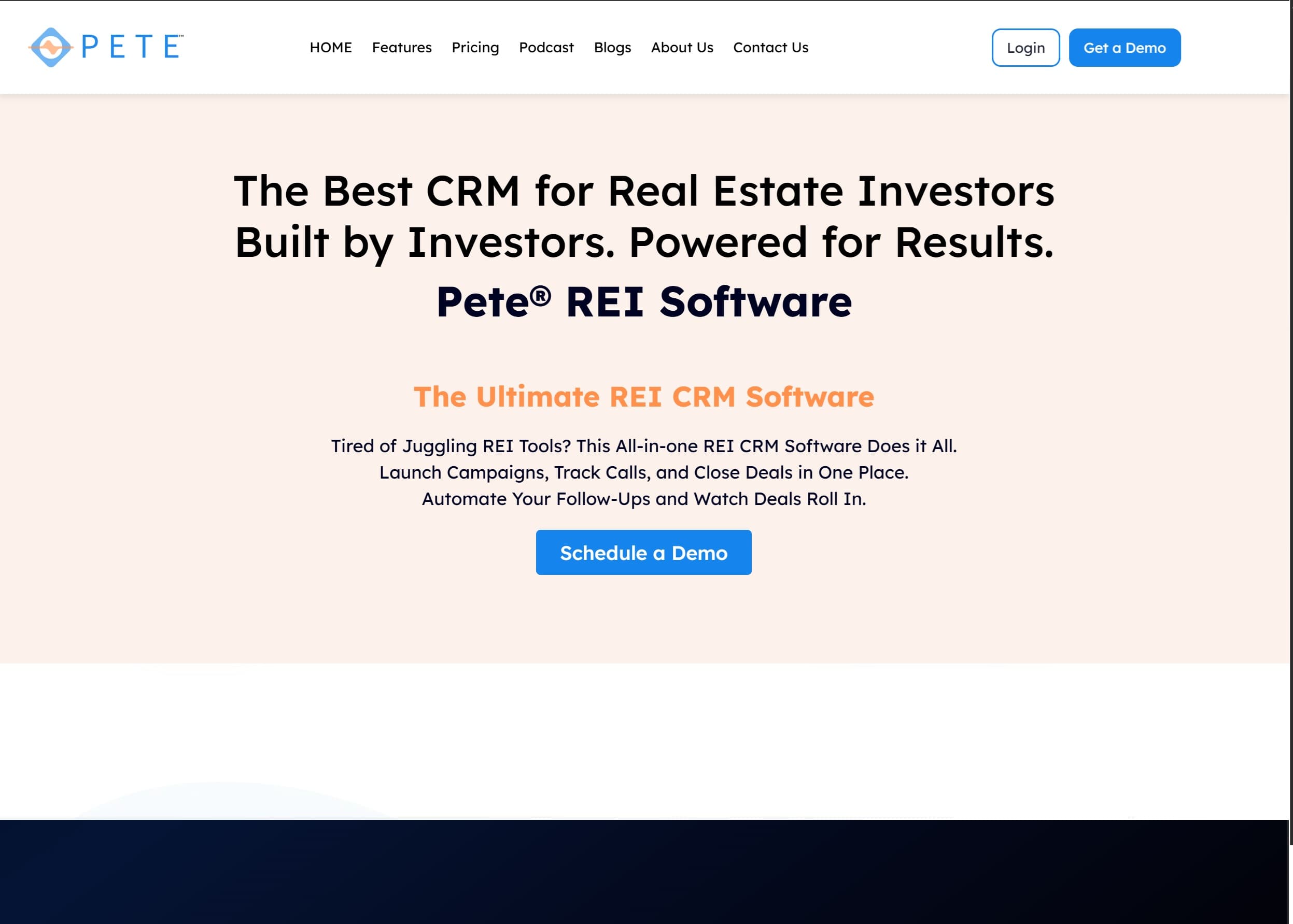 Pete REI homepage screenshot