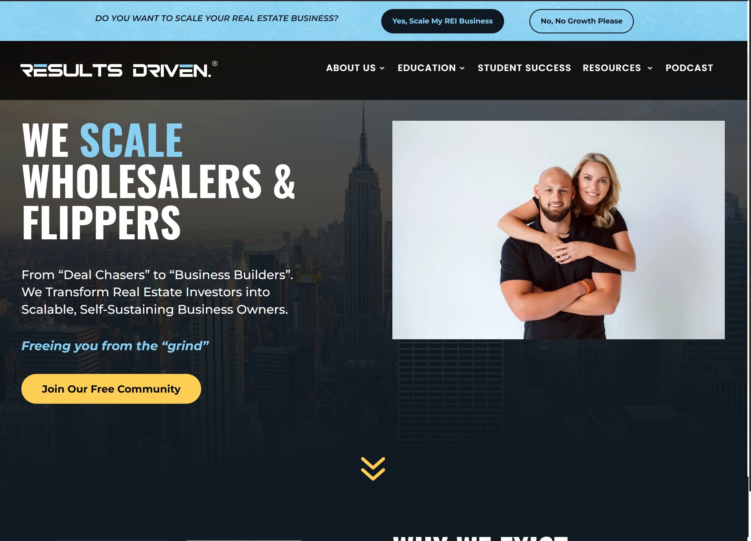 Results Driven REI homepage screenshot